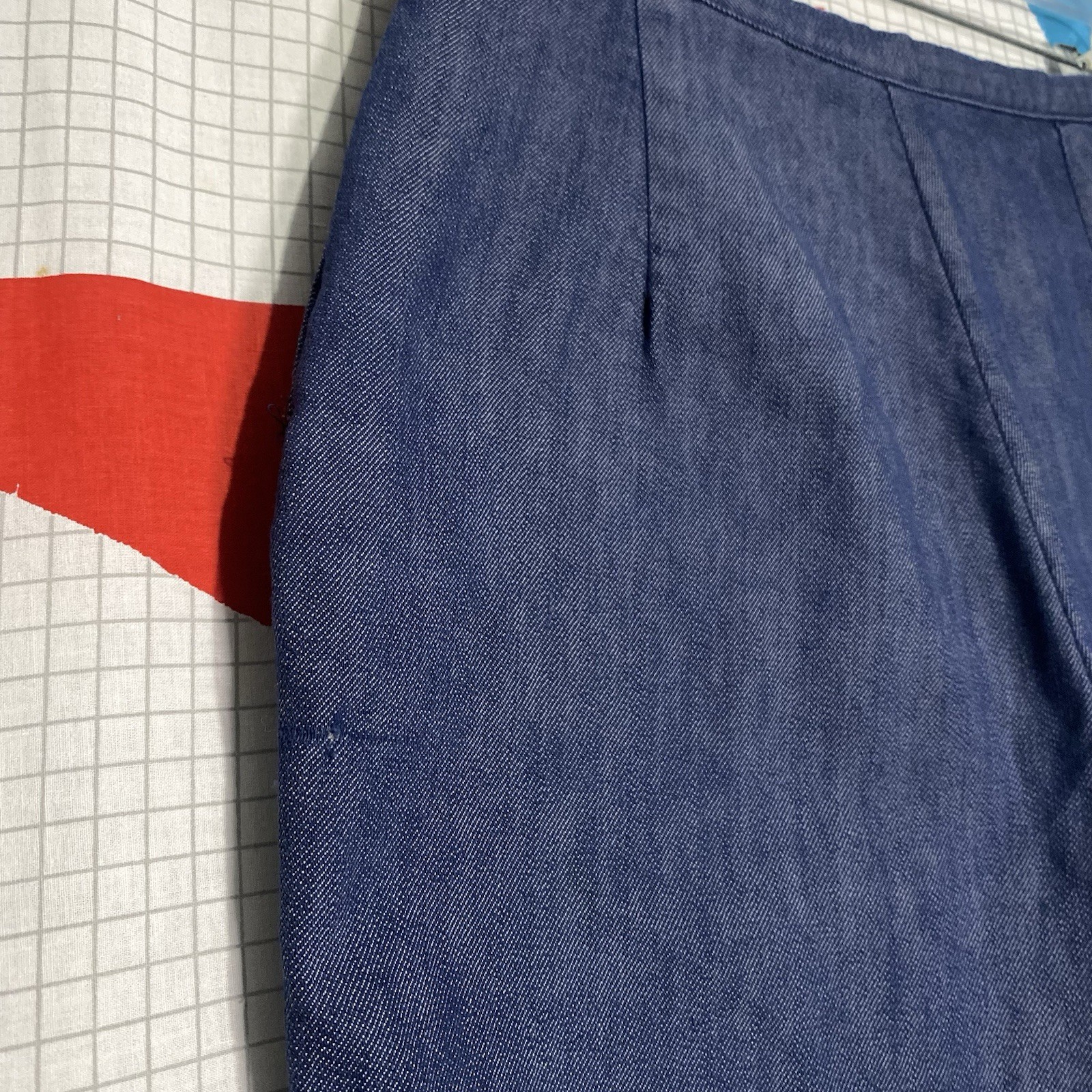 Vintage 50s Carol Brent Denim Shorts Side Zip 30 Large High Waist Pleated Indigo