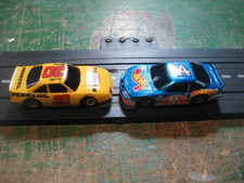 NEW TYCO TCR Chassis on NEW Bodies Blue Hot Wheels 44 VS Yellow Pennzoil 30