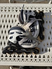 Blue White Canvas Sneaker Style Inline Skates Kids Youth Adjustable Size 1-4