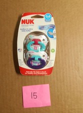 Nuk Orthopedic Pacifier Set of 2 Natural Shape 0-6 Months Blue Girl Alphabet P15