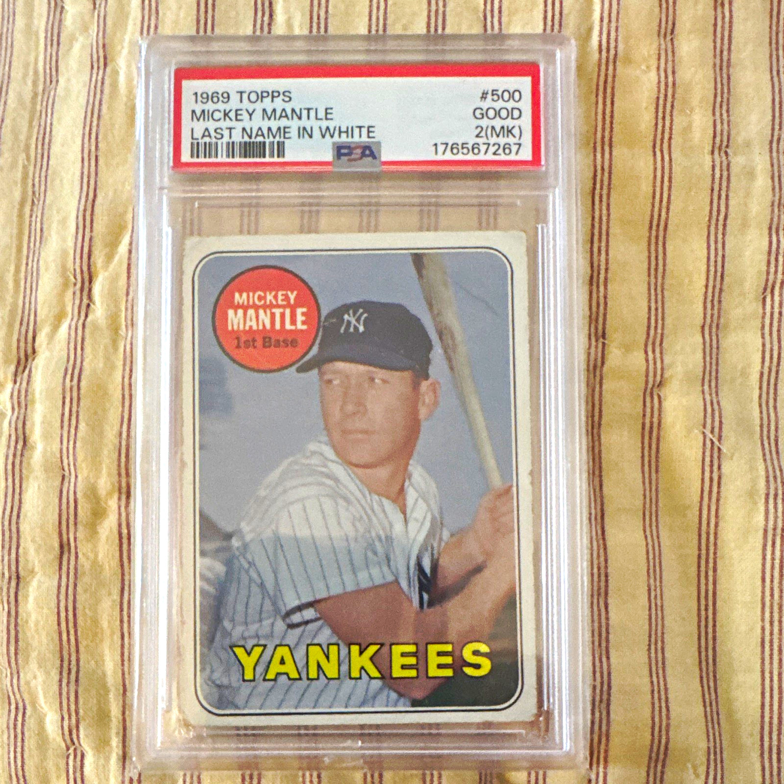 Topps 1969 Topps Mickey Mantle #500 Last Name in White Yankees Graded