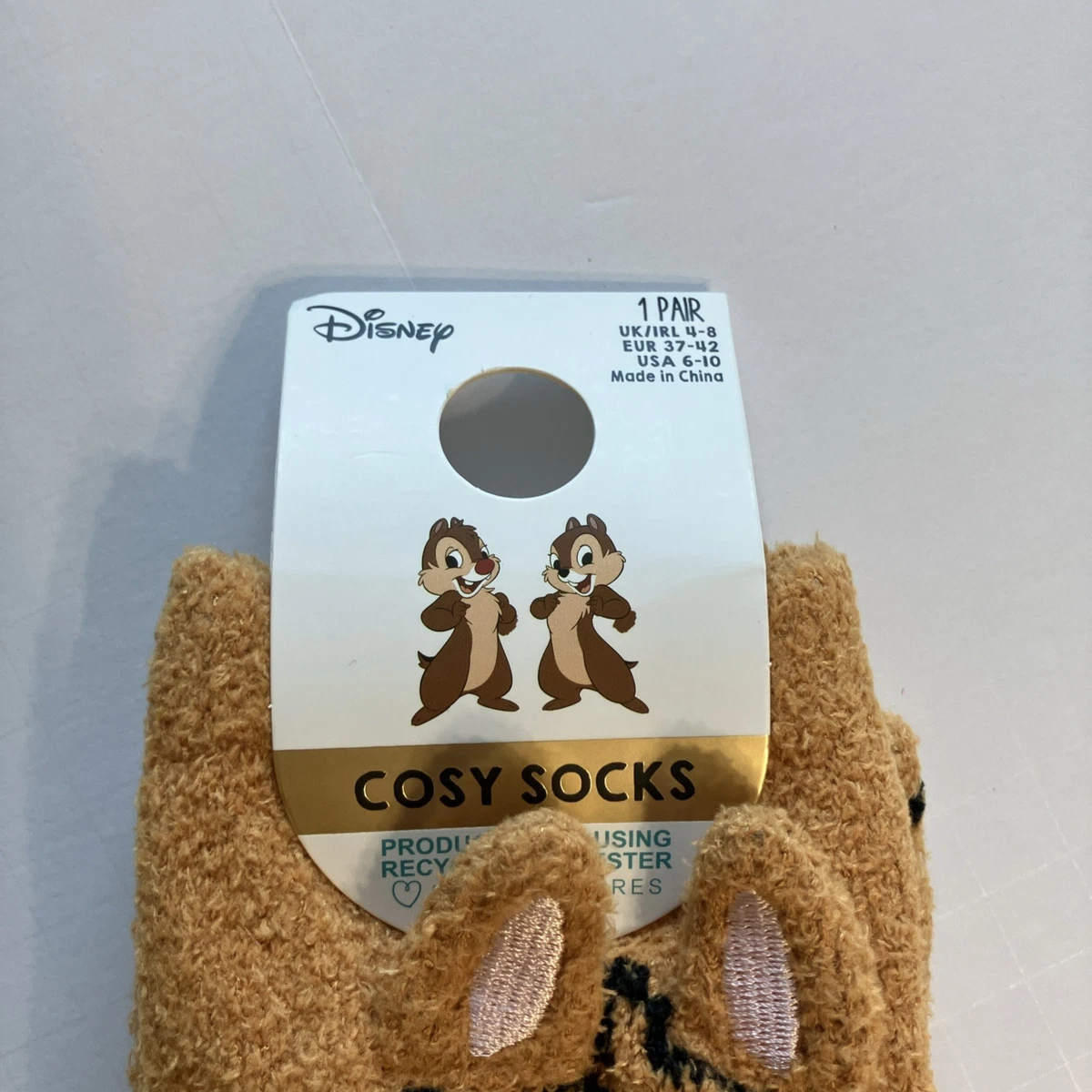 Primark Chip and Dale Acogedores Calcetines Disney EE. UU. 6-10 Ardilla Marrón Suave Nuevos