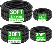 Wire Loom 1/4", 3/8", 1/2", 3/4 Inch x 30 FT, Split Wire Loom Tubing Wire Condui