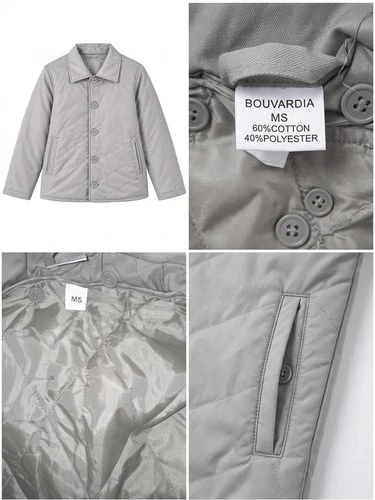 ​BOUVARDIA Gray Quilted Jacket Men's Size MS 60% Cotton 40% Polyester Button - product listing photo