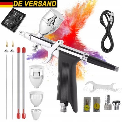 Airbrushpistole Spritzpistole Druckluft Double Action mit Düsen 0.3/0.5/0.8MM