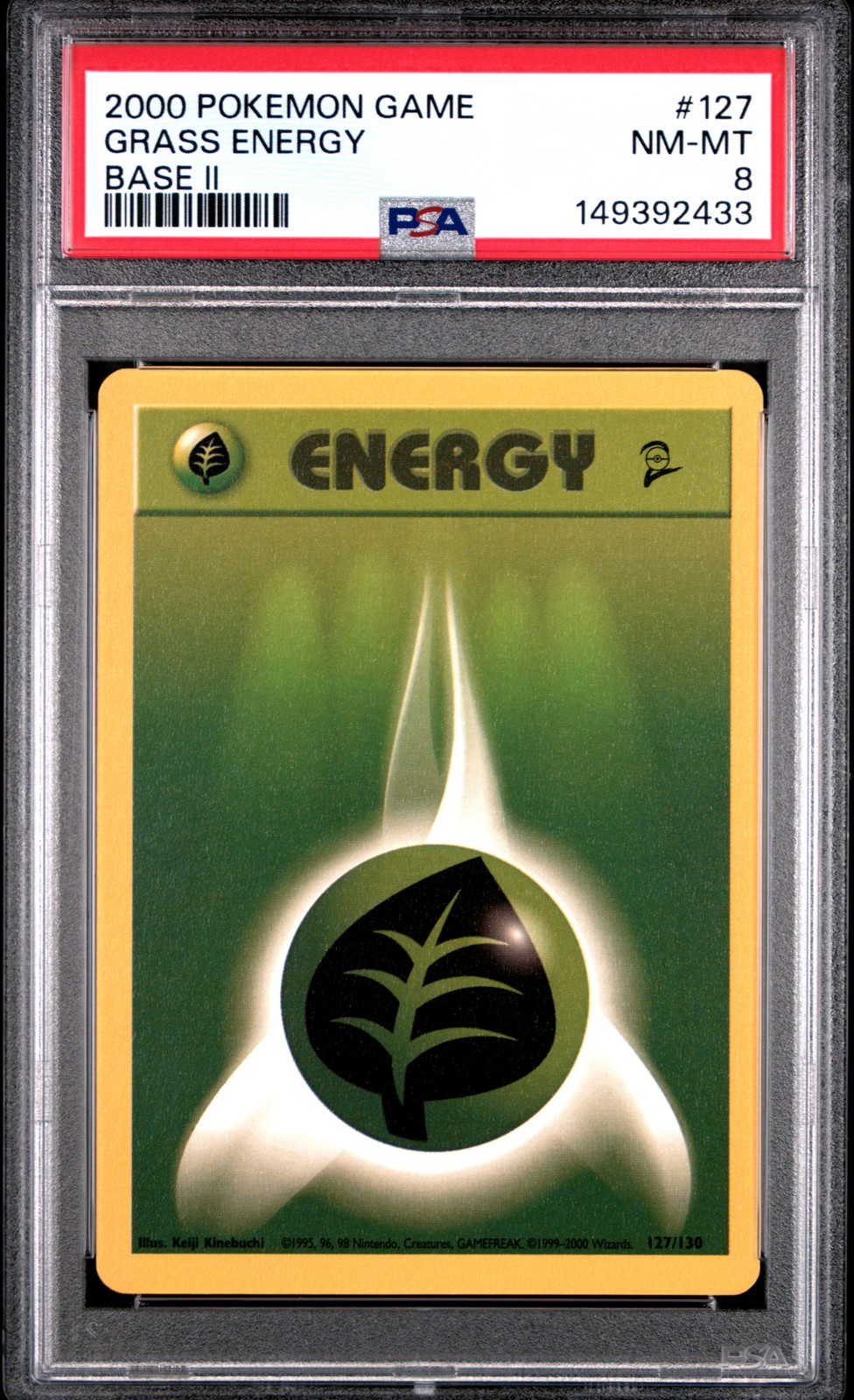 2000 POKEMON BASE SET 2 #127 GRASS ENERGY PSA 8