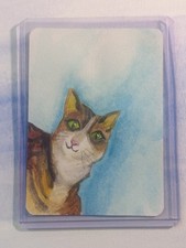 ACEO original artist trading card Cute Cat Kitty Kitten Stacy Hedrick Art