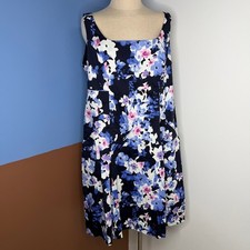 Ralph Lauren Periwinkle Blue Purple Floral Dress Sleeveless Sheath Size 16W