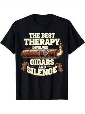 Men'S Plus Size Casual T-Shirt in Retro Cigar Design