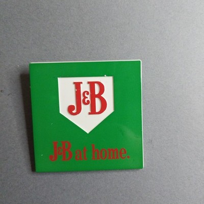 J&B Scotch at Home Green Square Plastic 2 1/4'' Button Pinback