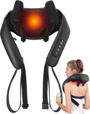 Cordless Shiatsu Back  Neck Massager with Heat, Deep Tissue 3D Kneading Pillow