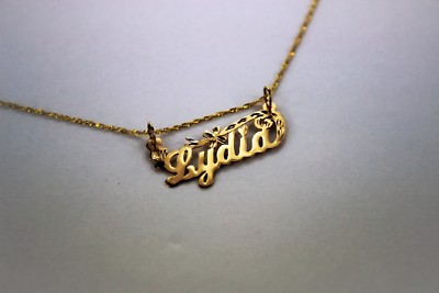 14K massiver Gelbgold personalisierter individueller Name Anhänger Charm & Singapur Kette