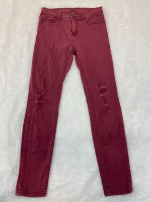 BDG Women's HIGH RISE CIGARETTE Ankle Maroon Denim Jean Sz 27 - 28