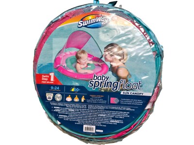 Swimways Baby Spring Float w/Sun Canopy & Carry Case For Ages 9M-24M NEW