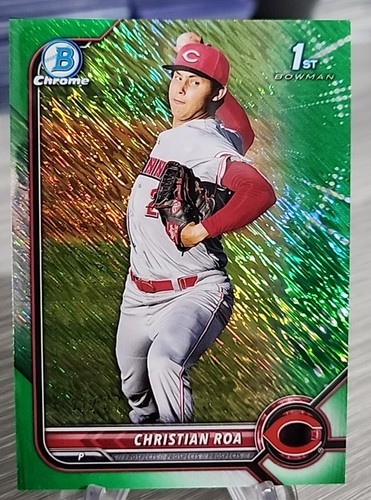 Christian Roa 2022 Bowman Chrome Green Shimmer Refractor /99 Reds #130 ...