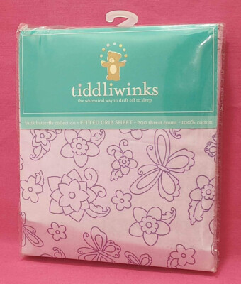 NWT Tiddliwinks Batik Butterfly 100% Cotton Fitted Crib Sheet Packaged