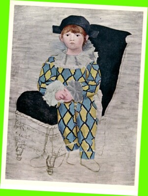 Kunstdruck Picasso: Bildnis Paolos (Paul in a Clown Sait), ca. 20 cm x 27 cm