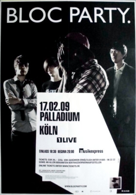 BLOC PARTY - 2009 - Plakat - In Concert - Intimacy Tour - Poster - Köln