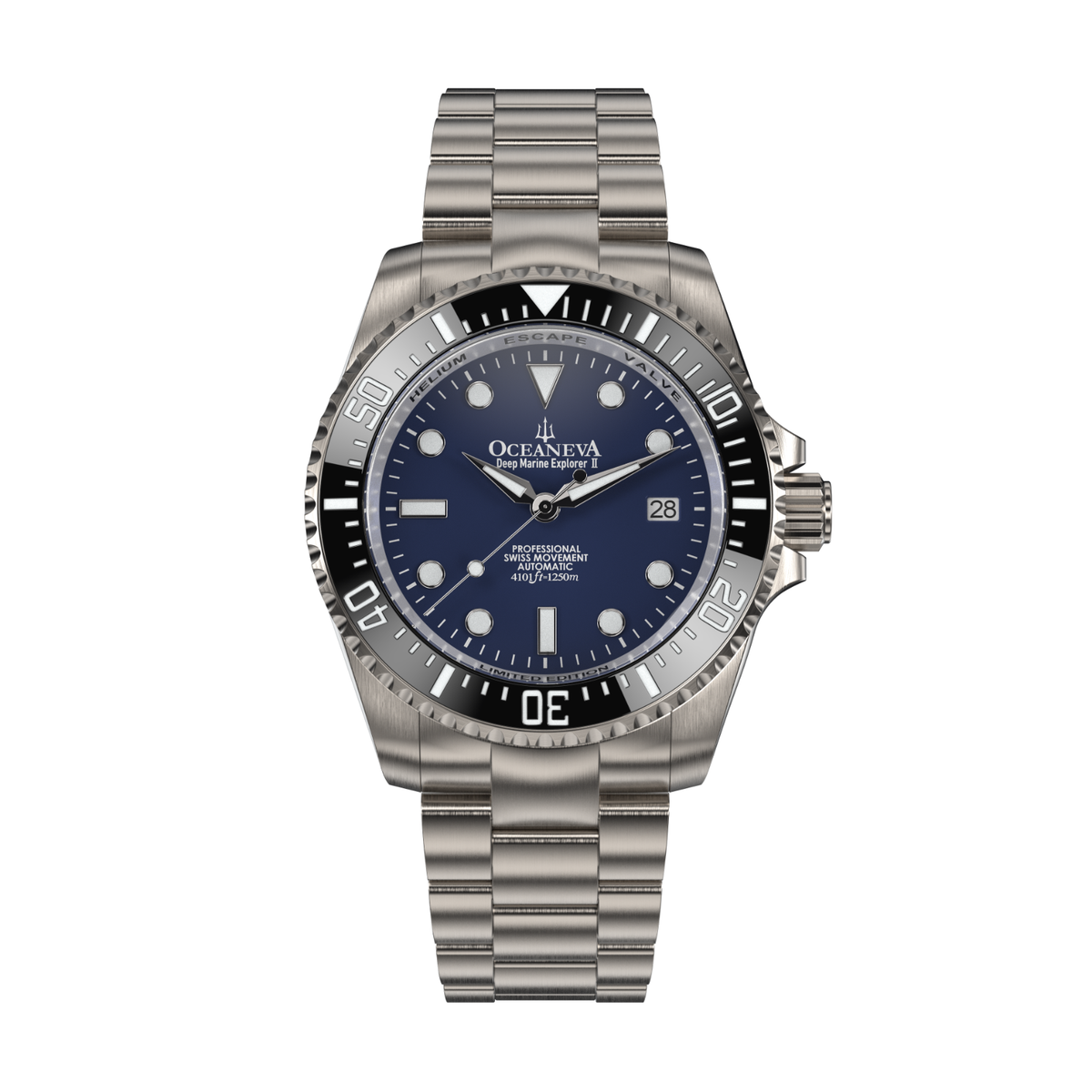 Oceaneva™ Men's Deep Marine Explorer II 1250M Titanium Watch Navy Blue