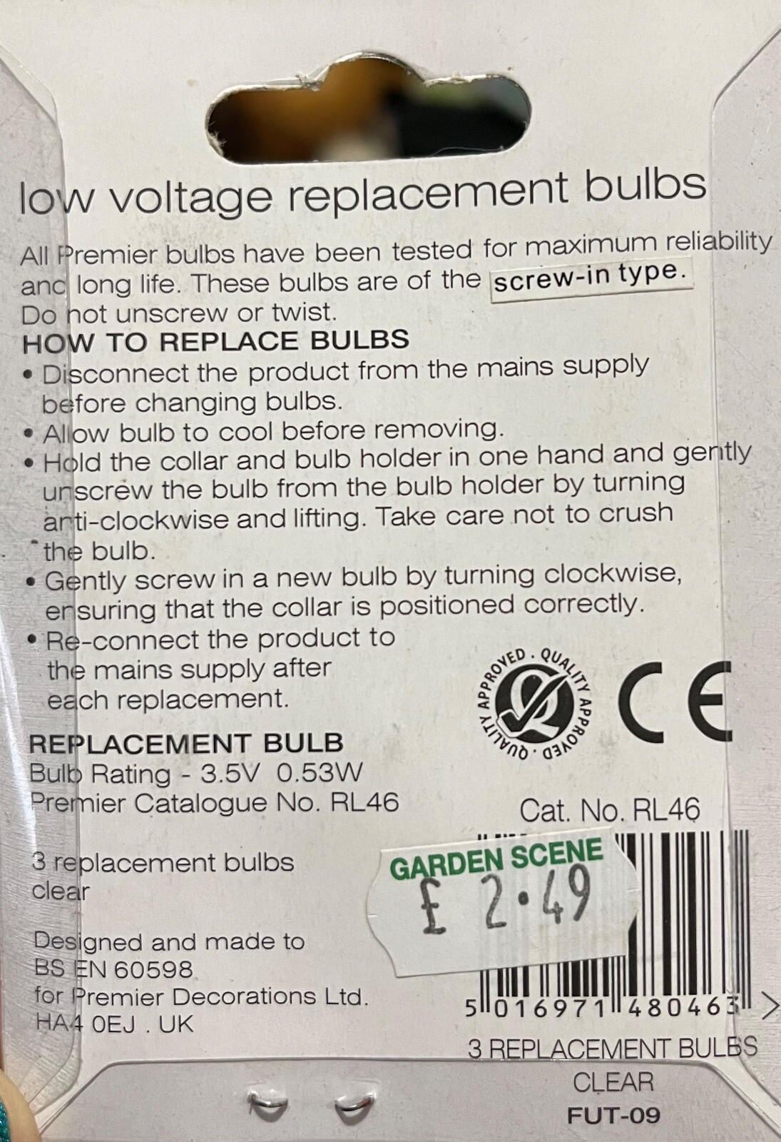 Vintage Premier RL46 Replacement Christmas Light Bulbs Clear 4 packs of