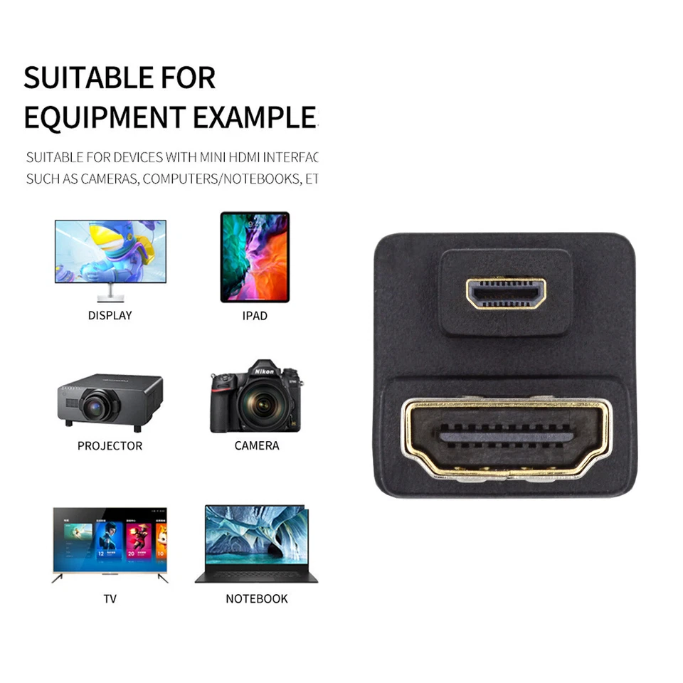 Micro HDMI 1.4 Male Type-D to HDMI Female 360 Degree Opposite Angled Extension - Image 3 of 4