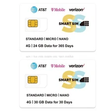 SMARTSIM 4G LTE SIM Card for AT&T T-Mobile Verizon Nationwide USA Coverage