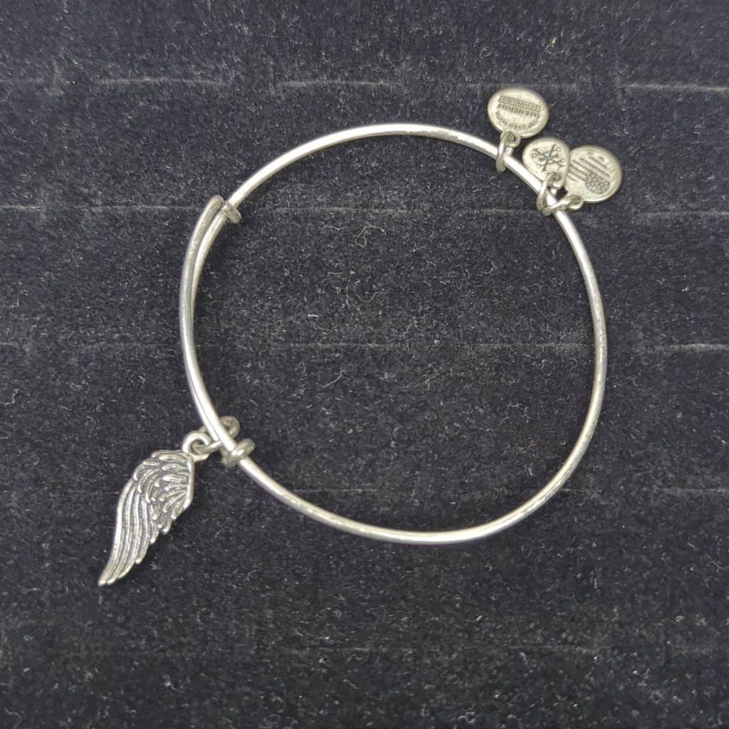 Alex & Ani Angel Wing Bangle Charm Bracelet Rafaelian Silver Finish