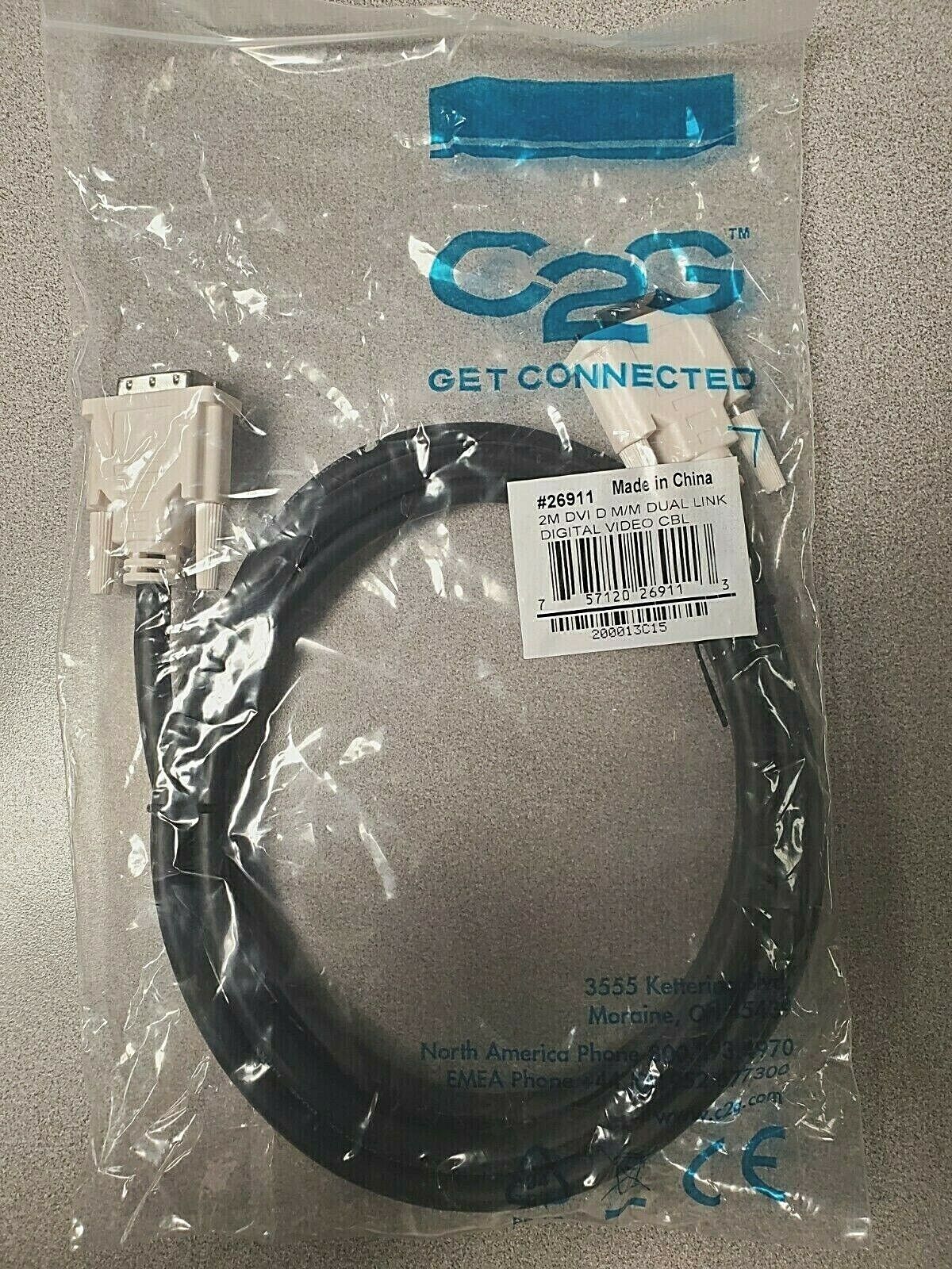 DVI-D 2M Cable - Dual Link Male/Male - CablesToGo C2G 26911 - DL M/M - 6ft