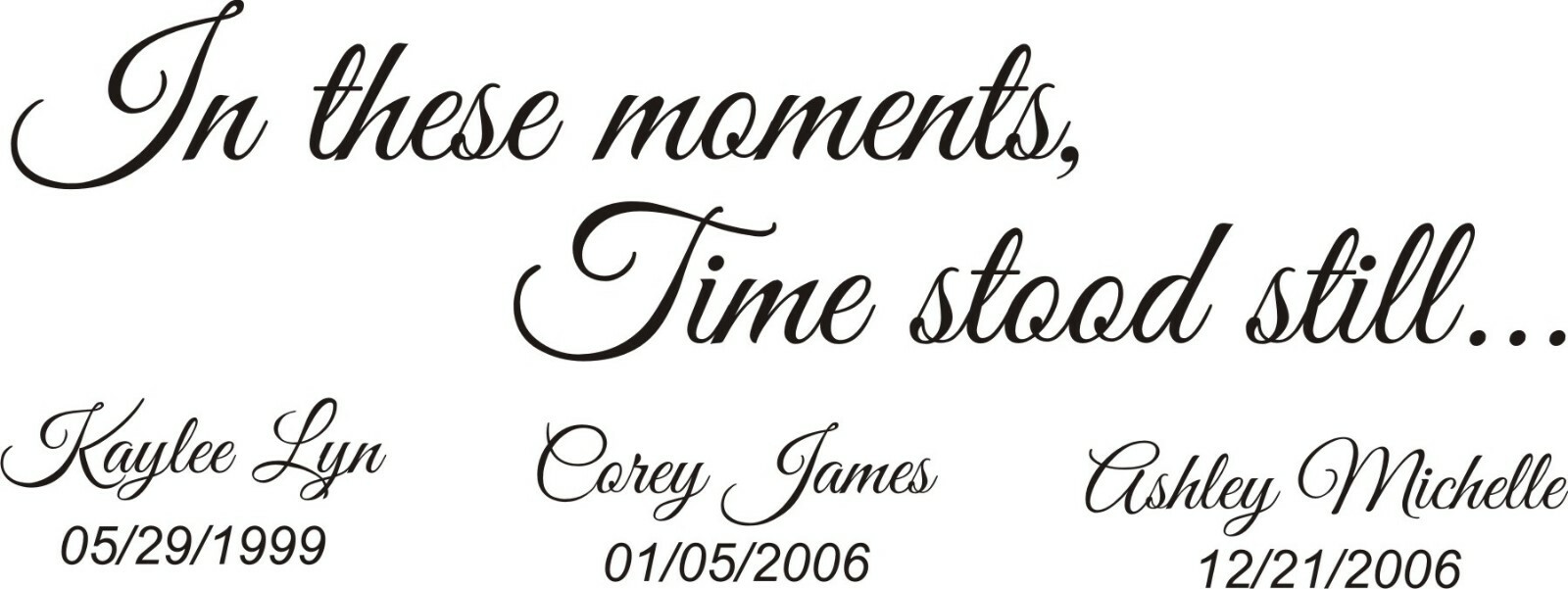 In These Moments Time Stood Still Custom Family Name Time Wall Sticker Decal Art