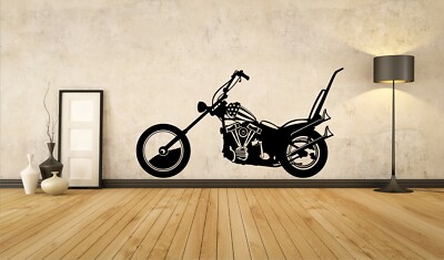 Motorrad Chopper HD einzeln Ride Easy Biker Rider Harley Wandtattoo Garage A092