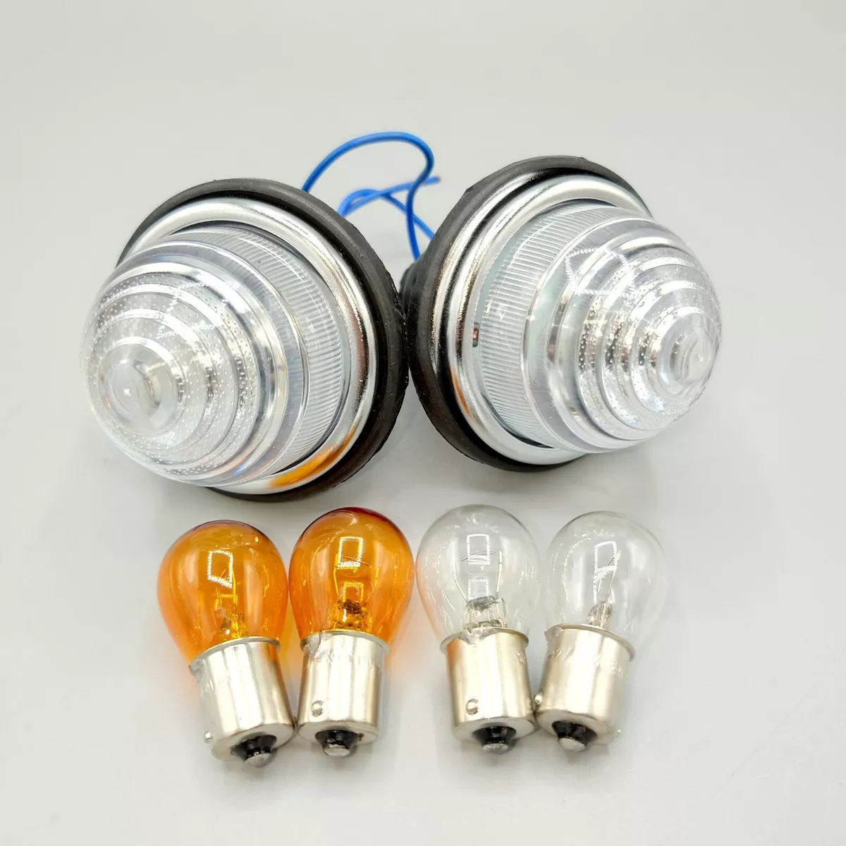 Classic Mini Clear Front Indicator Lamp Unit Pair CHM13 Bulbs INC