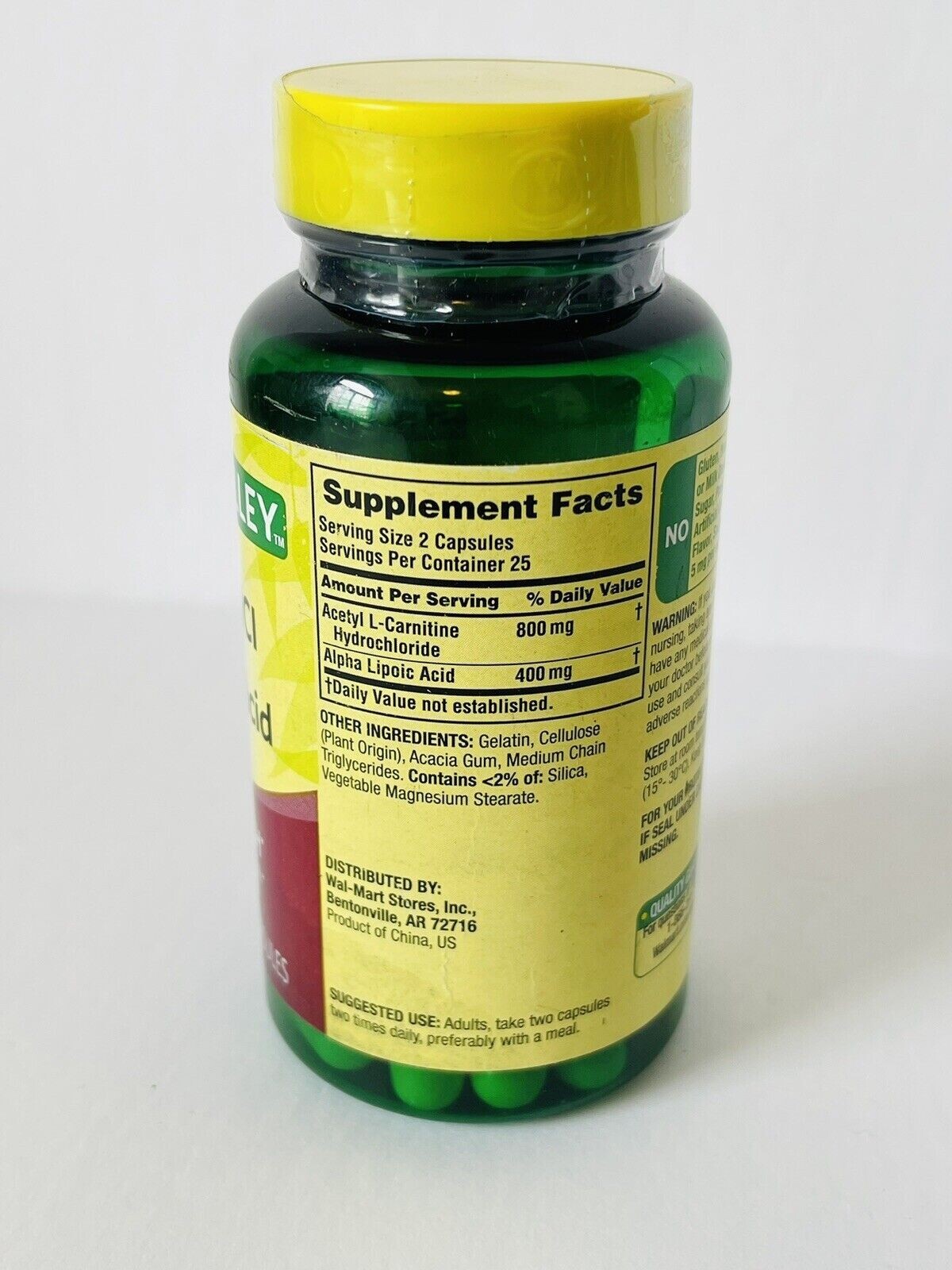 Spring Valley Acetyl LCarnitine HCL and Alpha Lipoic Acid Capsules, 50