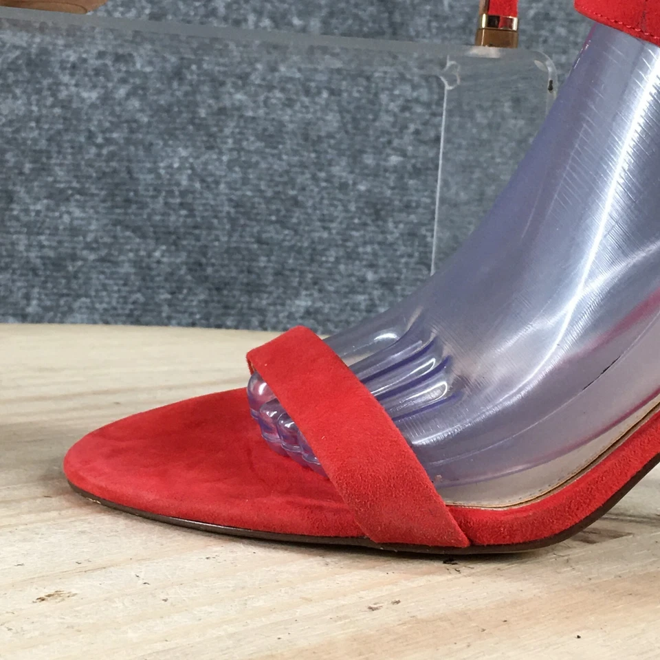 Kenneth Cole New York Tacones Mujer 9.5 M Vestido Stiletto Hebilla Correa Rojo Gamuza Foto 4 de 4