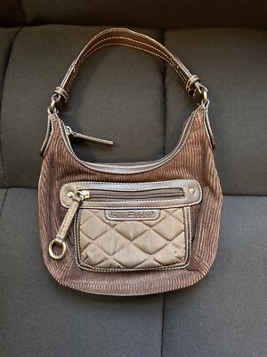 Tommy Hilfiger Quilted Nylon Corduroy Brown Womens Handbag Purse - Main Image