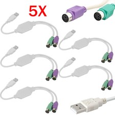 5 Pcs Dual PS2 Female to USB Male Converter Adapter Cable for Mouse Keyboard