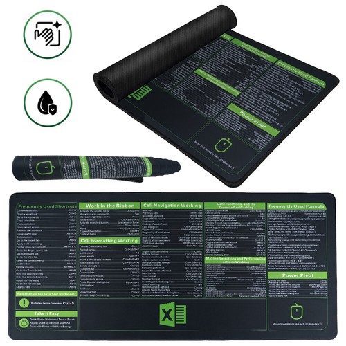 Excel Shortcuts Mouse Pad Office Computer Desk Mat Non-Slip Easy To Learn Large - Picture 14 of 16