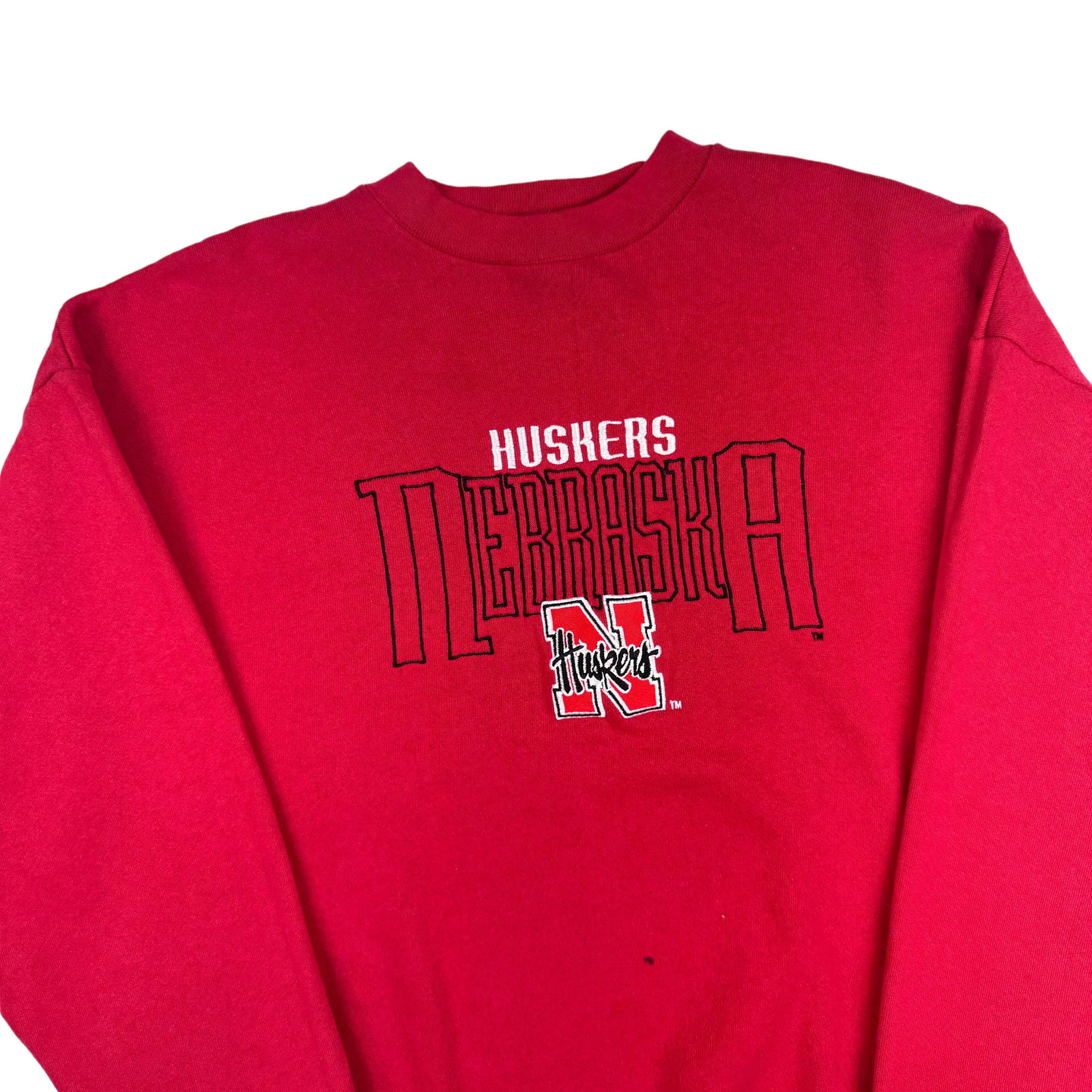 Vintage Logo 7 Nebraska Huskers Embroidered Sweatshirt Red Men's Large image 3