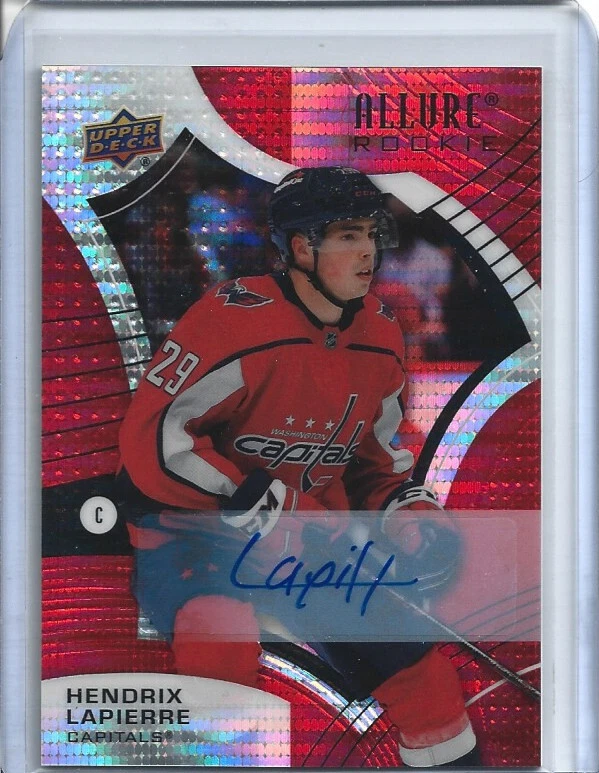 21-22 Upper Deck Allure Red Rainbow Rookie Auto Hendrix Lapierre #103
