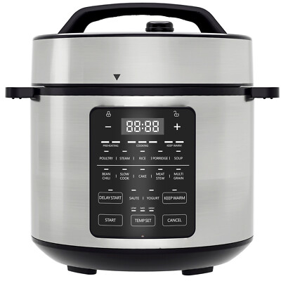 6QT Electric Pressure Cooker, 12-in-1 Multi-Functional with Presets, Stainless
