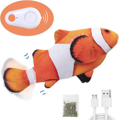 Cat Toys Floppy Fish Upgraded, Remote & Motion Activated, Flopping Fish Cat Dog 