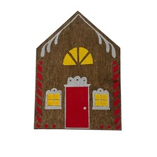 Vintage Wooden Handmade Gingerbread House Painted Christmas Decor Flat 7"x4"