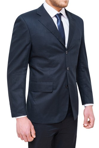 Abito Uomo Estate In Lino Elegante - Completo 2 Pezzi Con Gilet E Pantaloni Blu Matrimonio