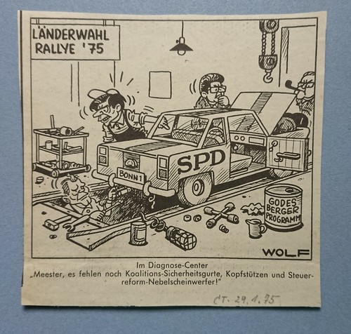 Vieux Affichage Tageblatt Coburg 29.01.75 Politische Satire Politique Économie