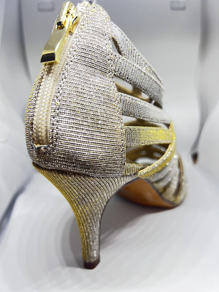 Coach and Four Gold/Silver Shimmer Gladiator Sandals Size 6 - Image 2 of 4