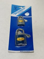 NEW vintage DIAMOND pad locks with keys 2 count pack