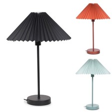 Metal Table Lamp Paper Pleated Lampshade Bedroom Living Room Light LED Bulb