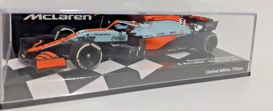 Model Car Scale 1:43 Minichamps F1 McLaren MCL35M Ricciardo Monaco GP 2021 - Image 3 of 4