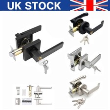 Internal Door Handle Privacy Entry Bathroom Bedroom Door Lever Lock Set W/Keys