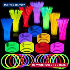 JOYIN 100 Pcs 8" Glow sticks Bulk Party Favors Pack, Neon Glow in the Dark Party