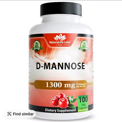 NaturaLife Labs D-Mannose 1300mg w/ Cranberry Extract 100 Veg Capsules Vegan